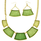 Mi Amore Necklace-Earring-Set Green/Gold-Tone