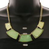 Mi Amore Necklace-Earring-Set Green/Gold-Tone