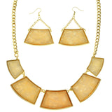 Mi Amore Necklace-Earring-Set Peach/Gold-Tone