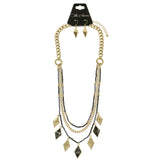 Mi Amore Necklace-Earring-Set Blue/Gold-Tone