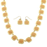 Mi Amore Necklace-Earring-Set Peach/Gold-Tone