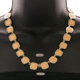 Mi Amore Necklace-Earring-Set Peach/Gold-Tone