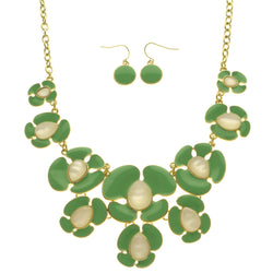 Mi Amore Clover Necklace-Earring-Set Green/Gold-Tone