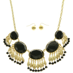 Mi Amore Necklace-Earring-Set Black/Gold-Tone