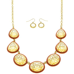 Mi Amore Necklace-Earring-Set Gold-Tone/Red