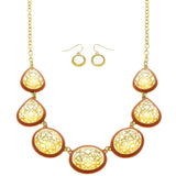 Mi Amore Necklace-Earring-Set Gold-Tone/Red