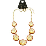 Mi Amore Necklace-Earring-Set Gold-Tone/Red