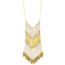Mi Amore Leaves Fashion-Necklace Gold-Tone/White