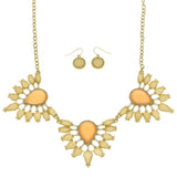 Mi Amore Necklace-Earring-Set Peach/Gold-Tone