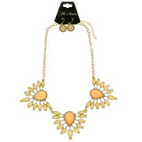 Mi Amore Necklace-Earring-Set Peach/Gold-Tone