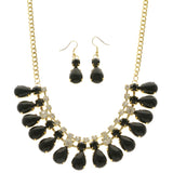 Mi Amore Necklace-Earring-Set Black/Gold-Tone