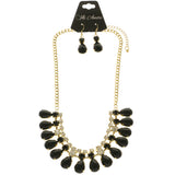 Mi Amore Necklace-Earring-Set Black/Gold-Tone