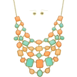 Mi Amore Necklace-Earring-Set Multicolor/Gold-Tone