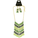 Mi Amore Necklace-Earring-Set Green/Gold-Tone