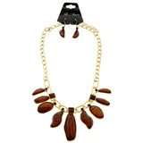 Mi Amore Necklace-Earring-Set Gold-Tone/Brown