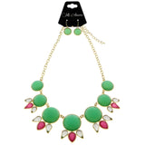 Mi Amore Necklace-Earring-Set Gold-Tone/Green