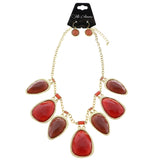 Mi Amore Necklace-Earring-Set Gold-Tone/Red