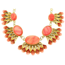 Mi Amore Necklace-Earring-Set Gold-Tone/Orange