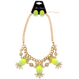 Mi Amore Necklace-Earring-Set Gold-Tone/Green