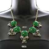 Mi Amore Necklace-Earring-Set Gold-Tone/Green