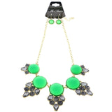 Mi Amore Necklace-Earring-Set Gold-Tone/Green