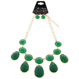 Mi Amore Necklace-Earring-Set Gold-Tone/Green