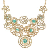 Mi Amore Flower Necklace-Earring-Set Gold-Tone/Blue