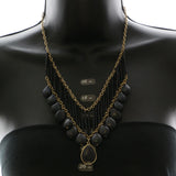 Mi Amore Necklace-Earring-Set Gold-Tone/Black