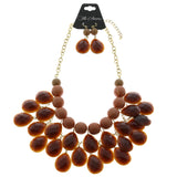 Mi Amore Necklace-Earring-Set Gold-Tone/Brown