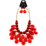 Mi Amore Necklace-Earring-Set Gold-Tone/Red