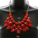 Mi Amore Necklace-Earring-Set Gold-Tone/Red