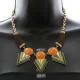 Mi Amore Leather wrapping Necklace-Earring-Set Gold-Tone/Multicolor