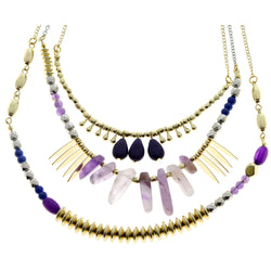 Mi Amore Necklace-Earring-Set Gold-Tone/Purple