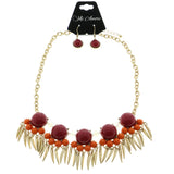 Mi Amore Necklace-Earring-Set Gold-Tone/Red