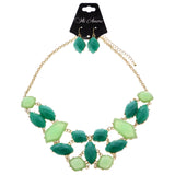 Mi Amore Necklace-Earring-Set Gold-Tone/Green