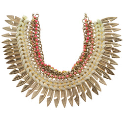 Mi Amore Feather Statement-Necklace Gold-Tone/Pink