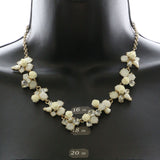 Mi Amore Rose Necklace-Earring-Set Gold-Tone/White