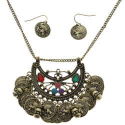 Mi Amore Coins Necklace-Earring-Set Gold-Tone/Multicolor