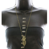 Mi Amore Arrowhead Feathers Necklace-Earring-Set Gold-Tone