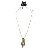 Mi Amore Arrowhead Feathers Necklace-Earring-Set Gold-Tone