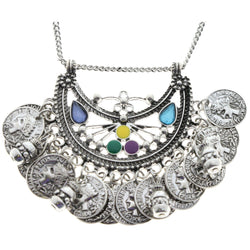 Mi Amore Coins Necklace-Earring-Set Silver-Tone/Multicolor