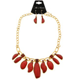 Mi Amore Necklace-Earring-Set Gold-Tone/Red