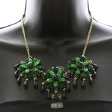 Mi Amore Necklace-Earring-Set Gold-Tone/Green