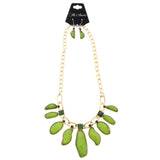 Mi Amore Necklace-Earring-Set Gold-Tone/Green