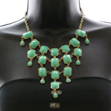 Mi Amore Necklace-Earring-Set Gold-Tone/Green