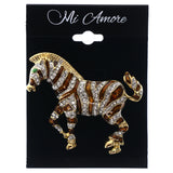 Mi Amore Zebra Stripes Brooch-Pin Gold-Tone & Brown