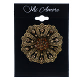 Mi Amore Flower Brooch-Pin Gold-Tone/Brown