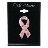 Mi Amore Breast Cancer Ribbon Awareness Brooch-Pin Pink & Silver-Tone