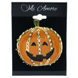 Mi Amore Halloween Jack O Lantern Happy  Brooch-Pin Orange & Gold-Tone