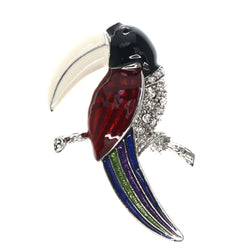 Mi Amore Toucan Bird Brooch-Pin Multicolor & Silver-Tone